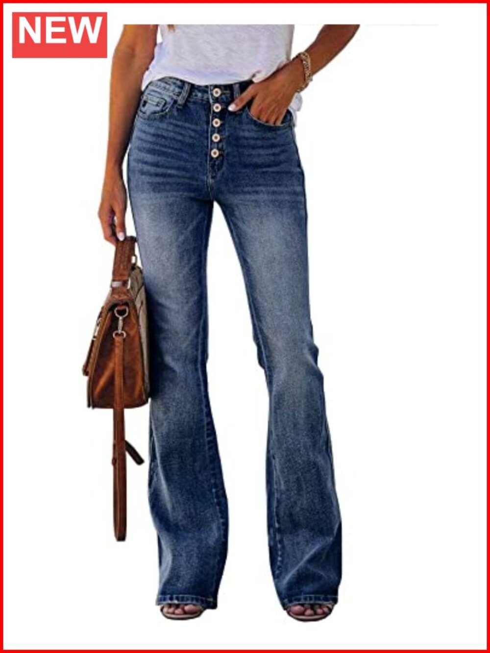 High Waisted Bootcut Flare Jeans Stretch Denim Casual